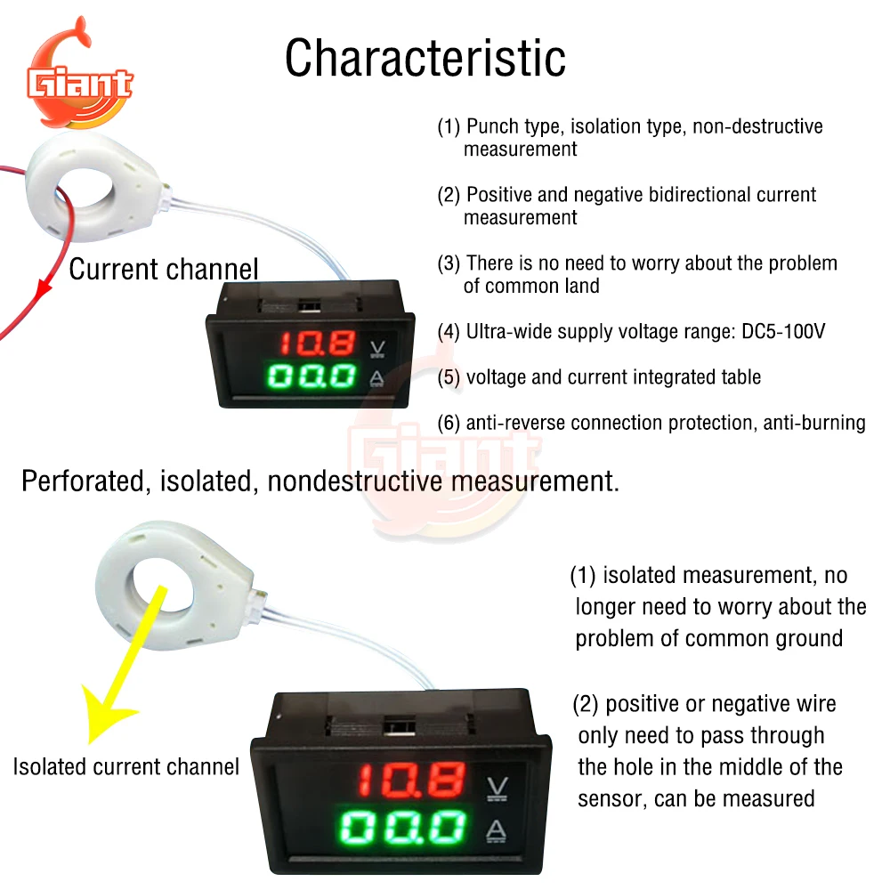 DC 0-300V Digital Hall Ammeter Voltmeter Lithium Battery Capacity Tester Monitor Current Voltage Power Meter 50A 100A 200A 400A