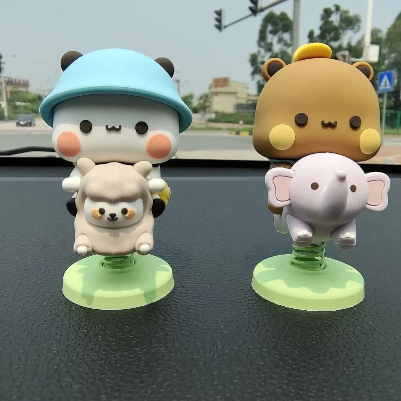 Adorável panda uma duas bonecas figura colecionável bonito dos desenhos animados decoração de mesa carro ornamento brinquedo colecionáveis presentes populares