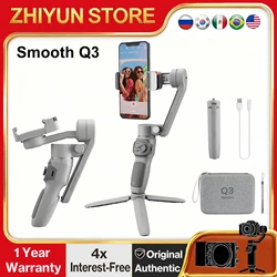 ZHIYUN Smooth Q3 3-Axis Smartphone Gimbal Stabilizer Fill Light Object Track Gesture Control Bluetooth for Vlog Live Streaming