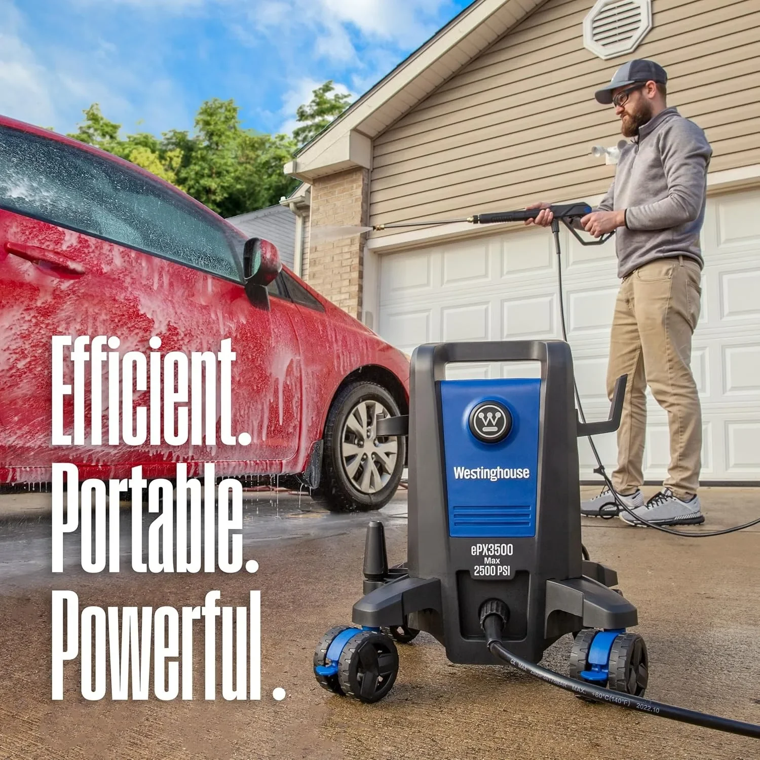 for ePX3500 Electric Pressure Washer, 2500 Max PSI 1.76 Max GPM with Anti-Tipping Technology, Onboard Soap Tank