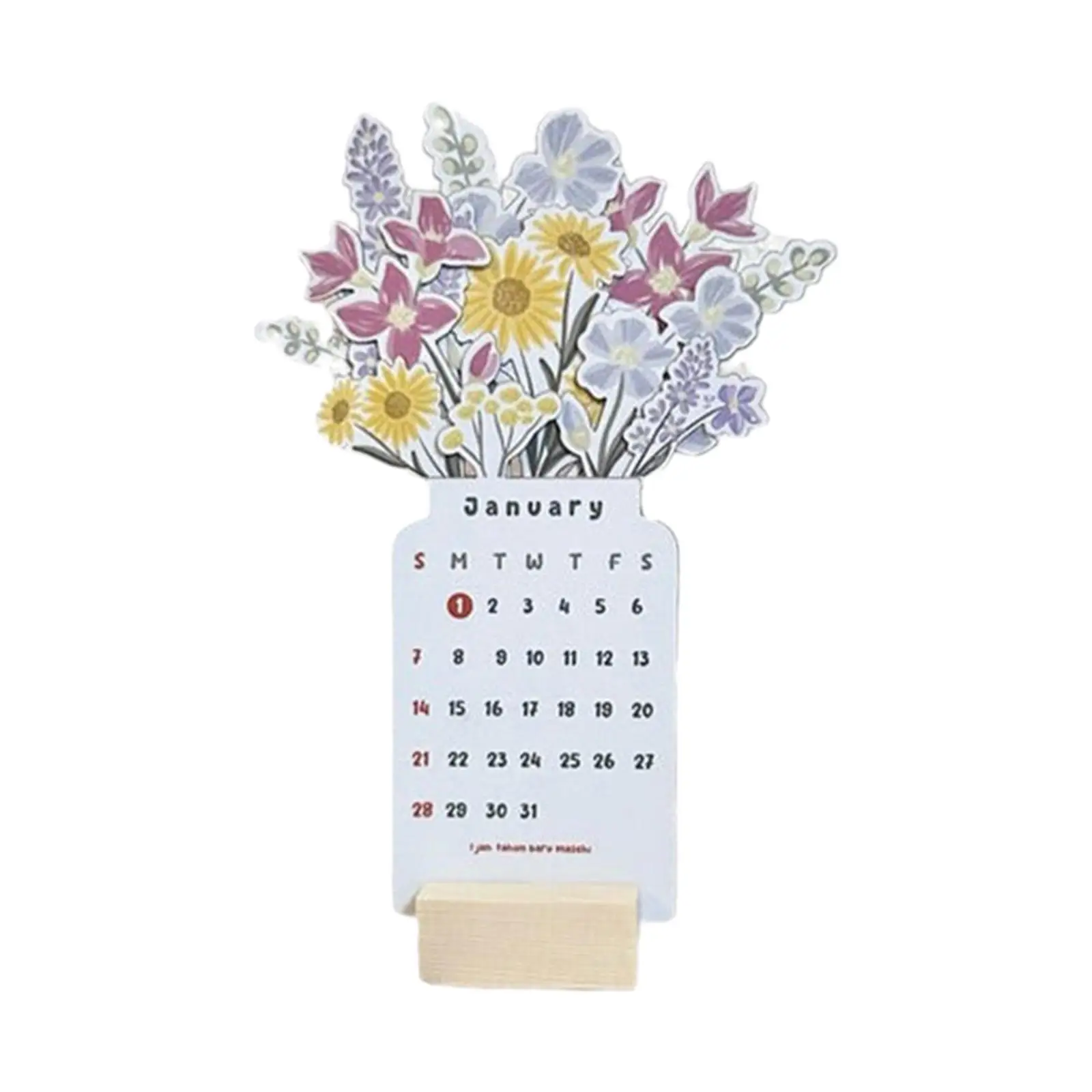 

2024 Desk Calendar Small Decoration Monthly Calendar Planner Flower Desktop Calendar Stand up Calendar for Home Business School