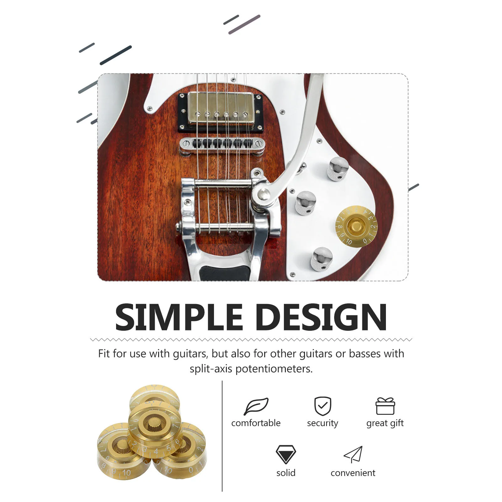 

4pcs Electric Guitar Knob High Grade Acrylic Transparent Volume Tone Control For Bass Potentiometer Hats Guitar Accessories