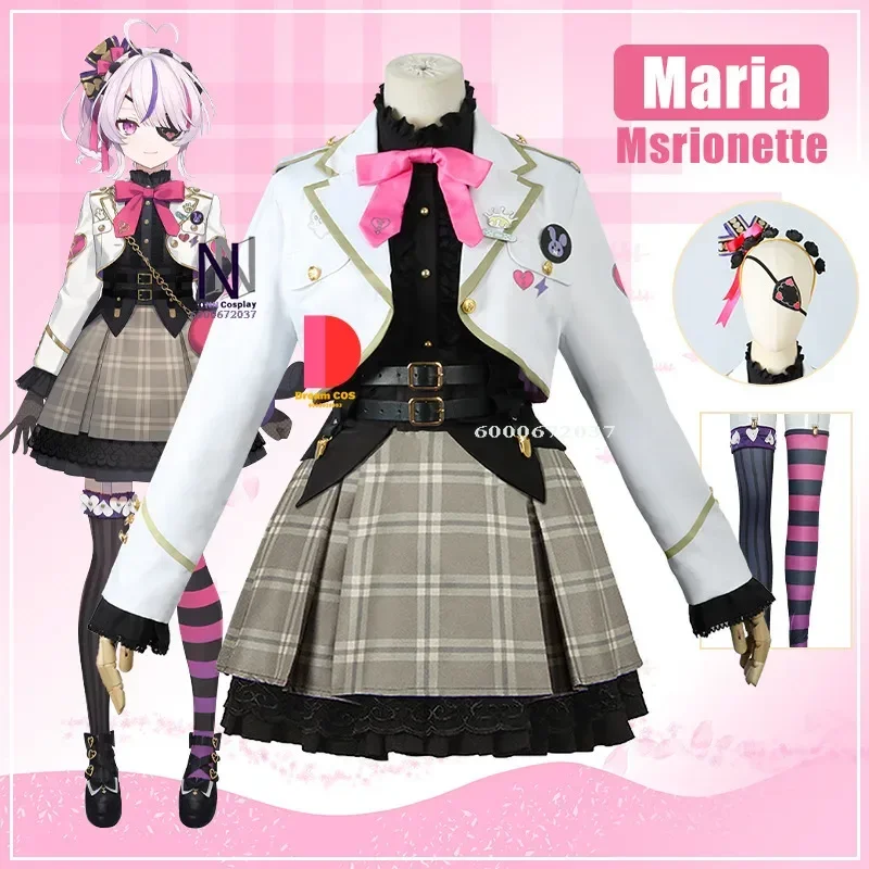 VTuber Nijisanji Maria Marionette Cosplay Costume Cute Dress for Girls and Women with Accessories for Anime Fans Full Outfit