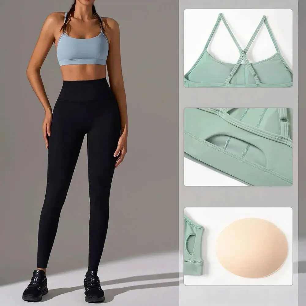 

Йога с перекрещенной спиной и регулируемыми бретелями, бесшовный противоударный спортивный бюстгальтер пуш-ап для женщин