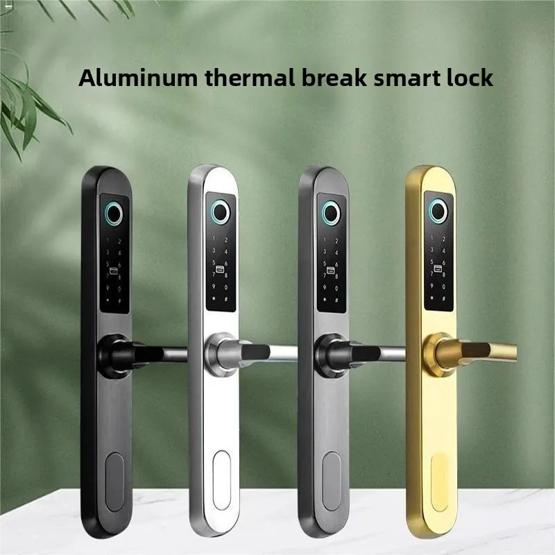 

Customized Broken Bridge Aluminum Door Smart Lock Waterproof Outdoor Courtyard Electronic Lock Narrow Side Door Fingerprint Lock