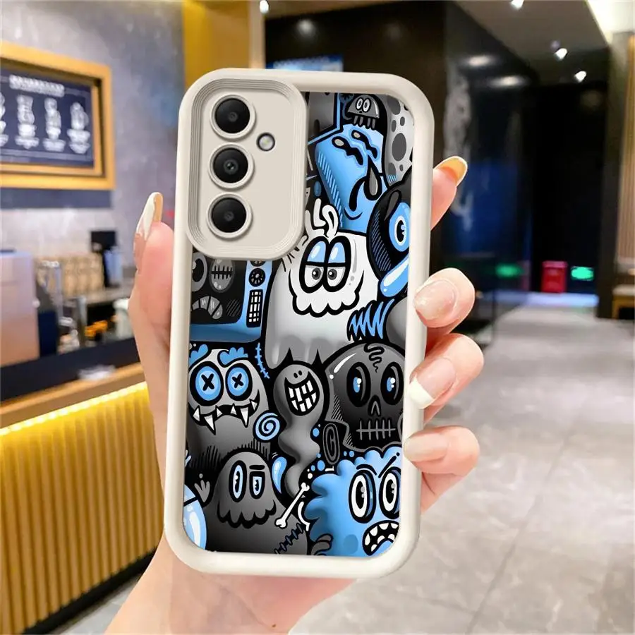 Phone Case for Samsung Galaxy A16 A34 A12 A14 A32 A23 A26 A56 A15 A51 A73 A53 A54 Soft Cover Shell Super Cool Black Graffiti - náhled 6