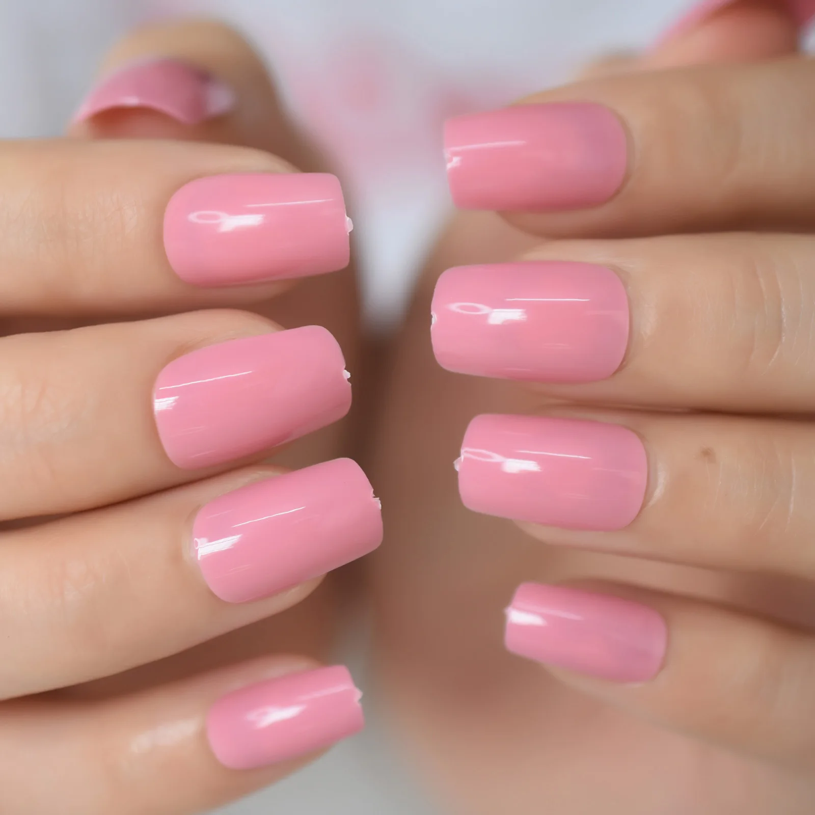 24 pçs imprensa em unhas falsas geléia rosa artificial dicas de unhas falsas para escritório casa quadrado falso ongle livre cola adesivo fácil usar