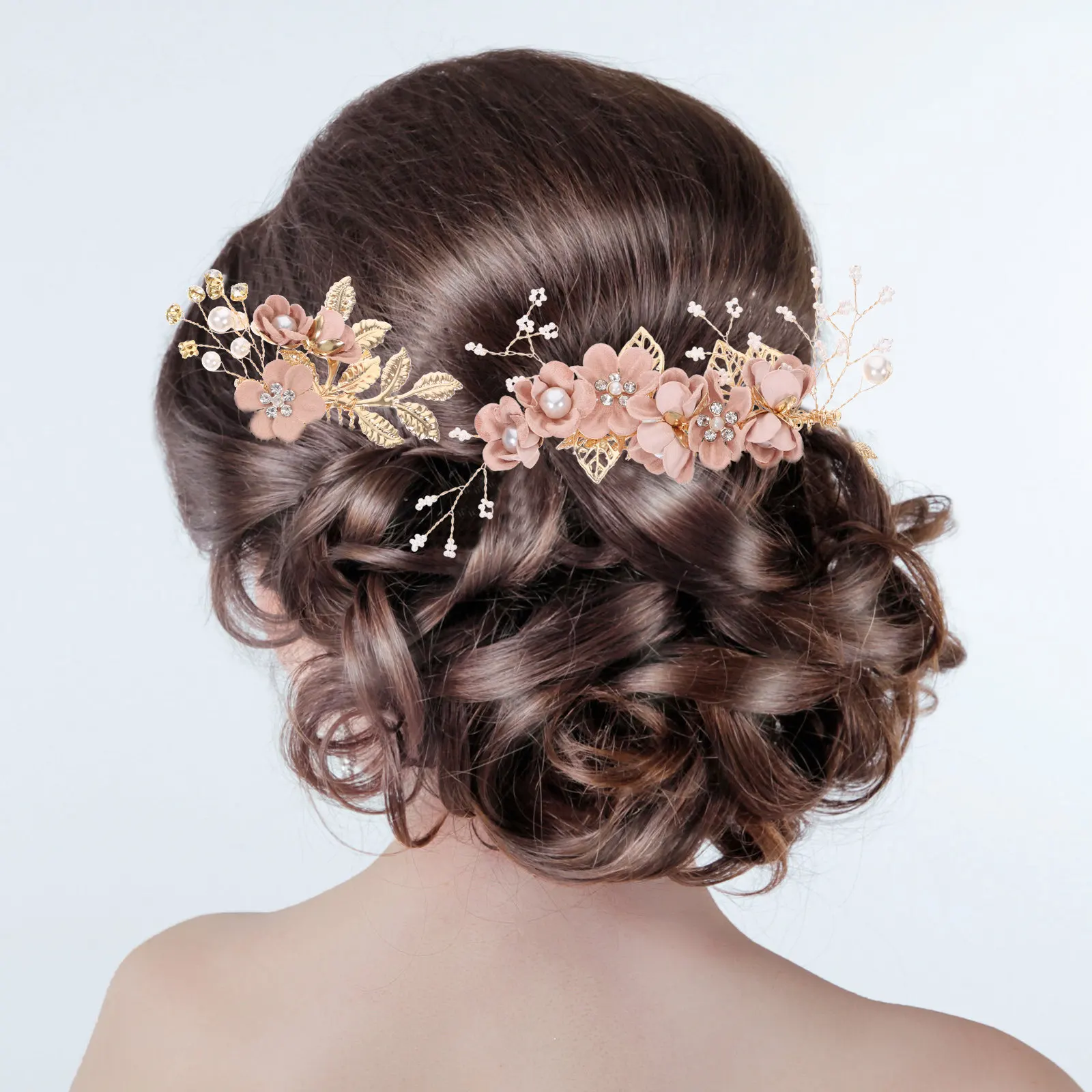 

4Pcs Wedding Bride Hair Piece Floral Hair Comb Elegant Bridal Headdress for Ceremony Party Birthday Engagement Use