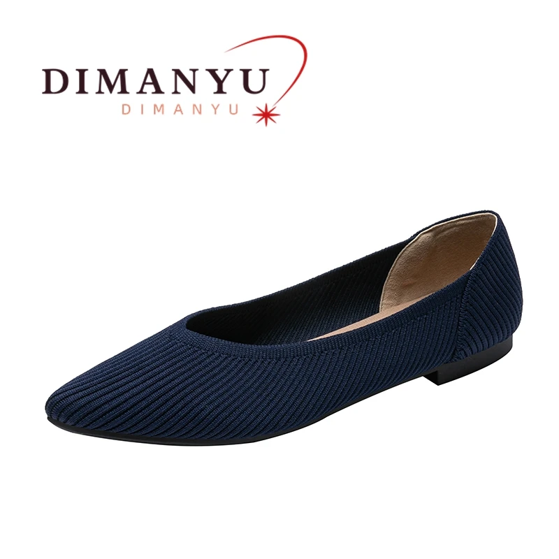 DIMANYU Women\'s Flat Shoes Ballet 2024 Summer New Knitted Pointed Toe Women\'s Shoes Casual Large Size One Foot Pedal Shoes Women