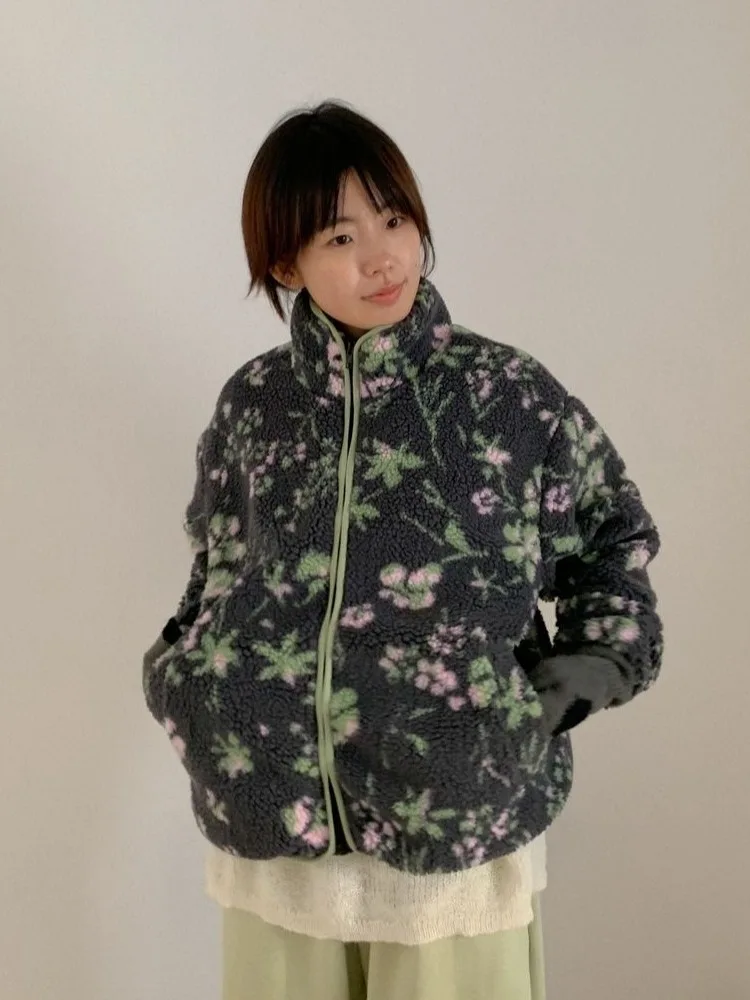 شتاء جديد خمر لامب المخملية المطبوعة Jaet المرأة فضفاضة كسول Sle تصميم الملابس القطنية الدافئة المجال #5