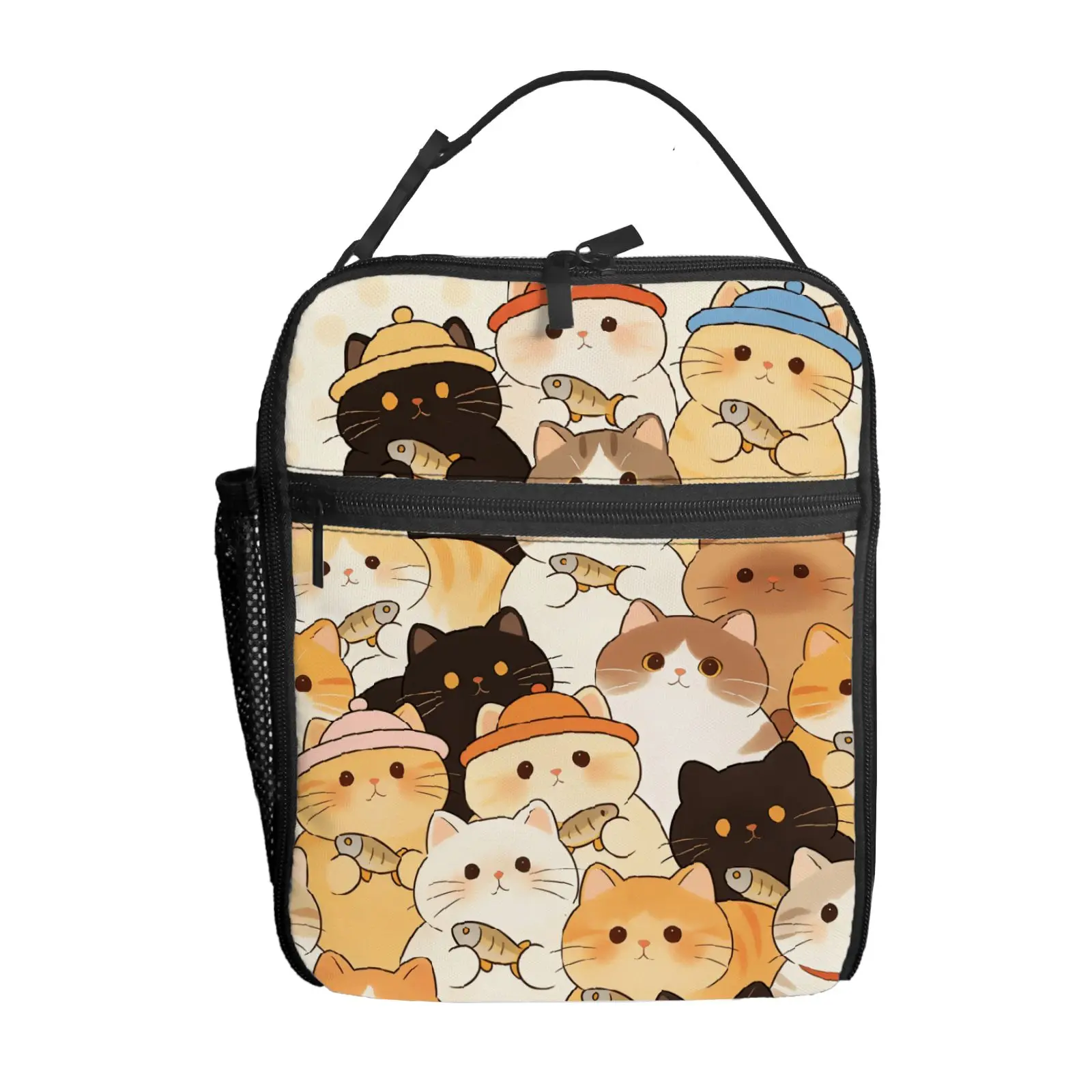 

1pc Cartoon cat and small fish Lunch Bag Handbag High-Quality Cute Casual Party Picnic School Gift for Daily Use