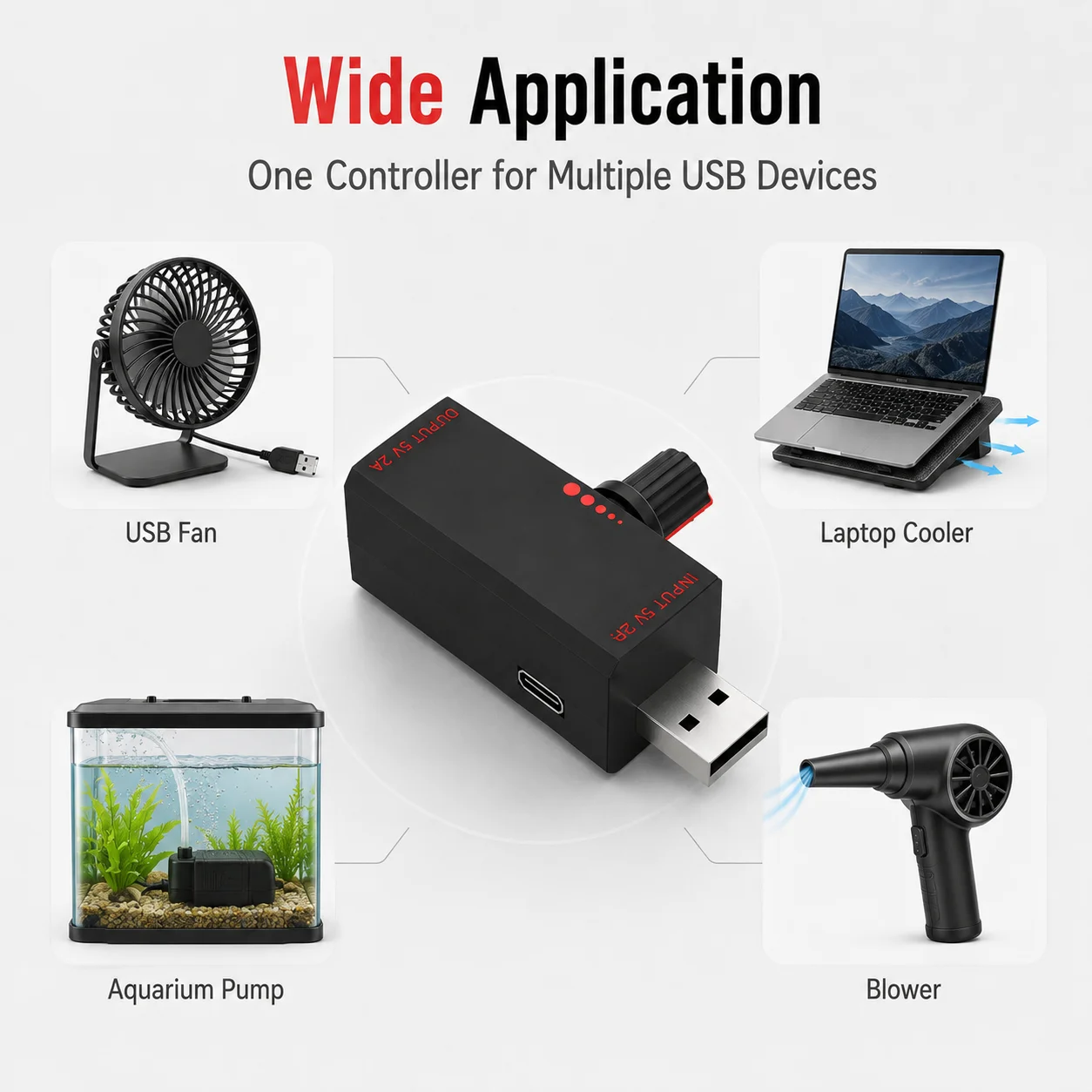 Contrôleur de vitesse USB 5V 2 - Marine Aquarium Equipment avis et prix