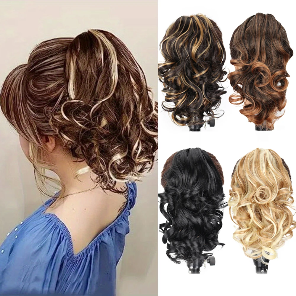 

12inch Body Wave Claw Clip In Ponytail Hair Extensions wigs Short Curly Synthetic Hairpiece Ponytail for Women Hair Accessories