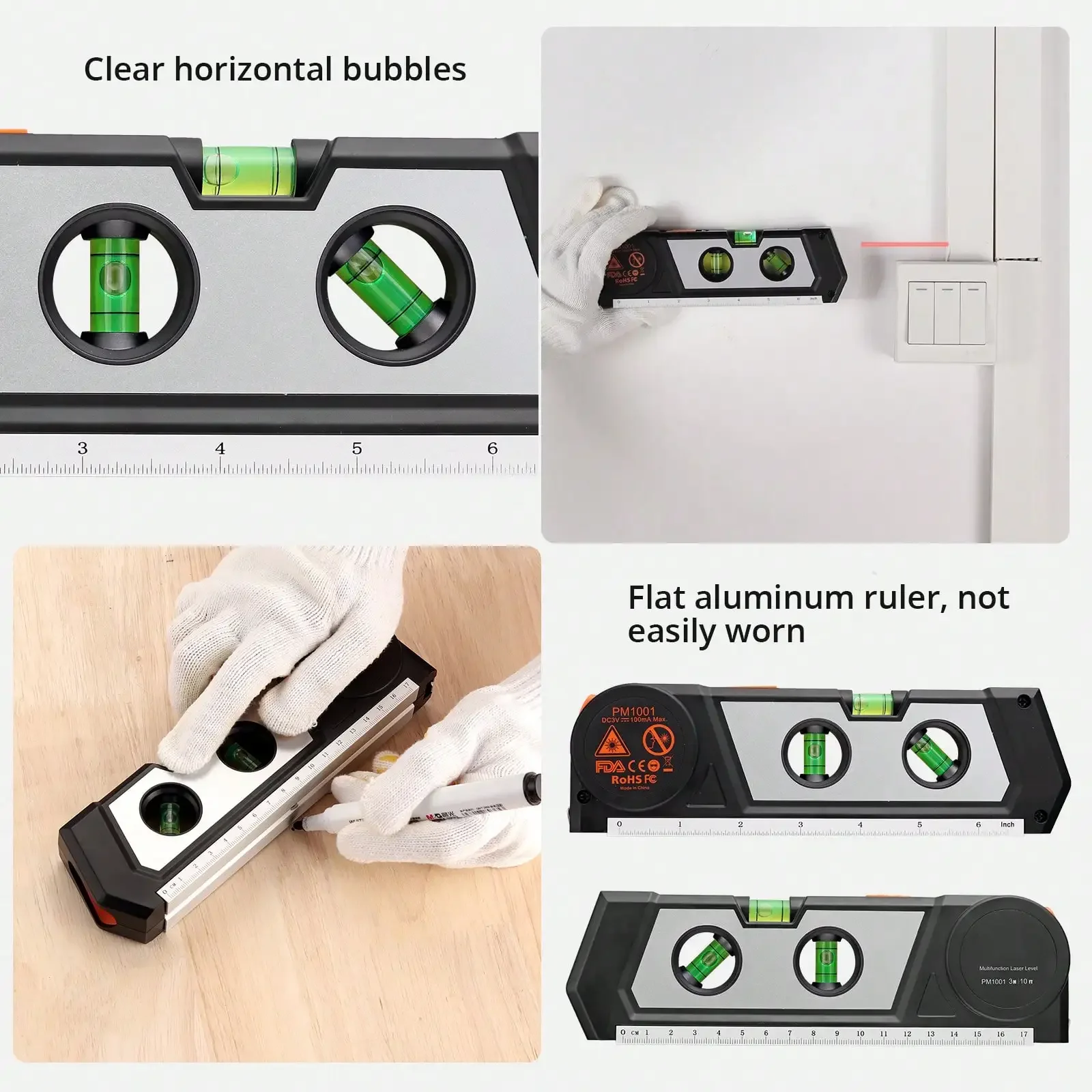 Laser Level Multipurpose Cross Line Laser 9.8 feet Measure Tape Ruler Adjusted Standard for Hanging Tile Walls Pictures Cabinets