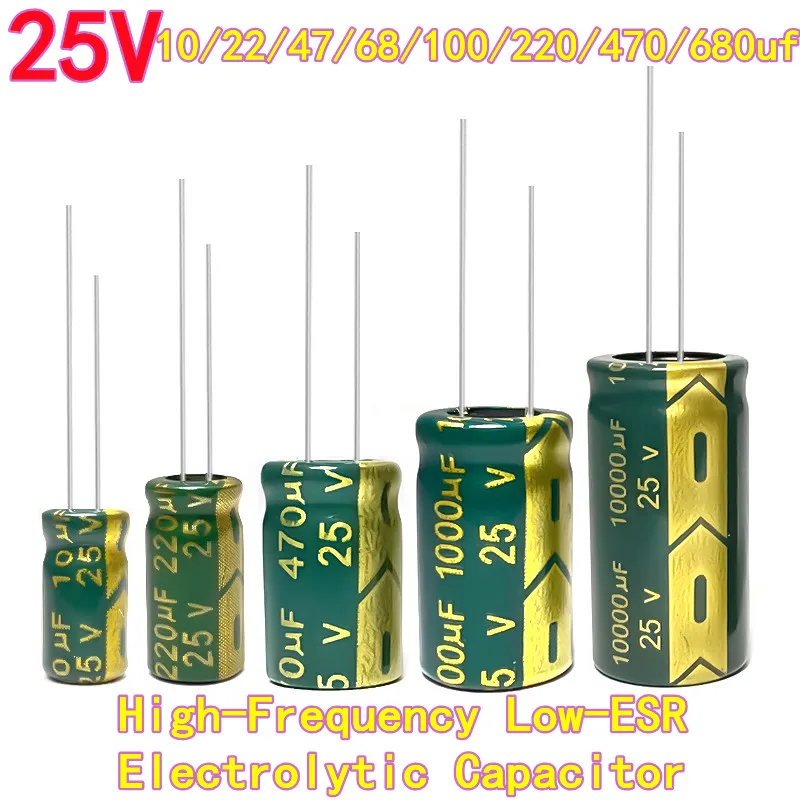 

50PCS High-Frequency Low-ESR Electrolytic Capacitor 25V 10uf/22/47/68/100/220/470/680UF 25v10uf 25v22uf 25v47uf 25v470uf 25v220u