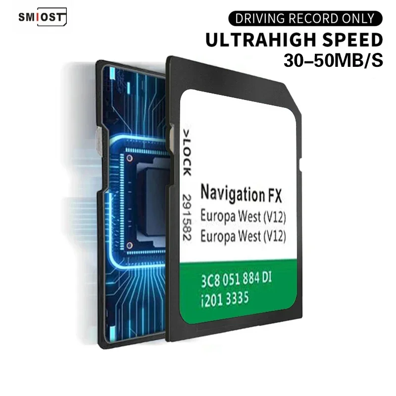 Perangkat Lunak Pembaruan GPS 8GB Kartu SD Peta SMIOST untuk VW FX V12 West Sat Nav Kartu Navigasi Pabrik OEM EU UK Jetta Mobil
