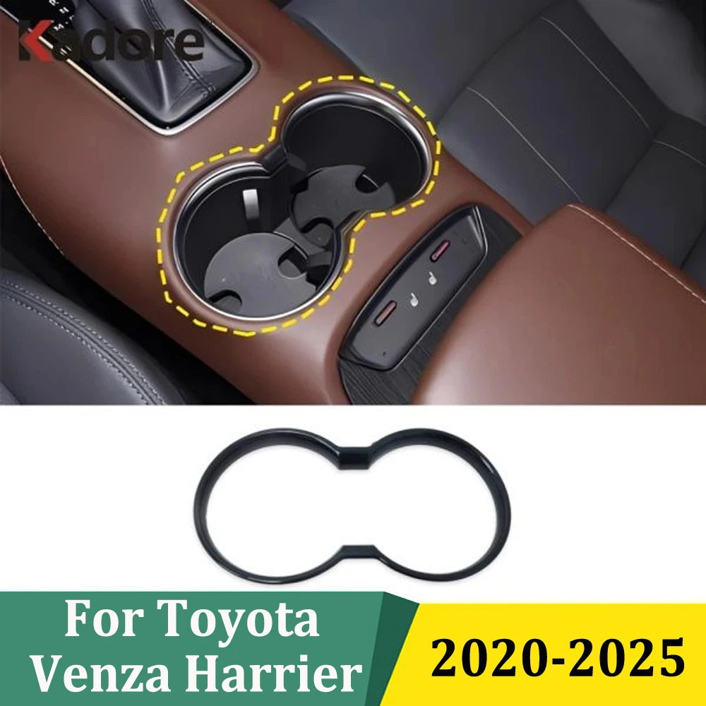 For Toyota Venza Harrier 2020 2021 2022 2023 2024 2025 Car Front Water Cup Holder Cover Trim Stickers Black Interior Accessories
