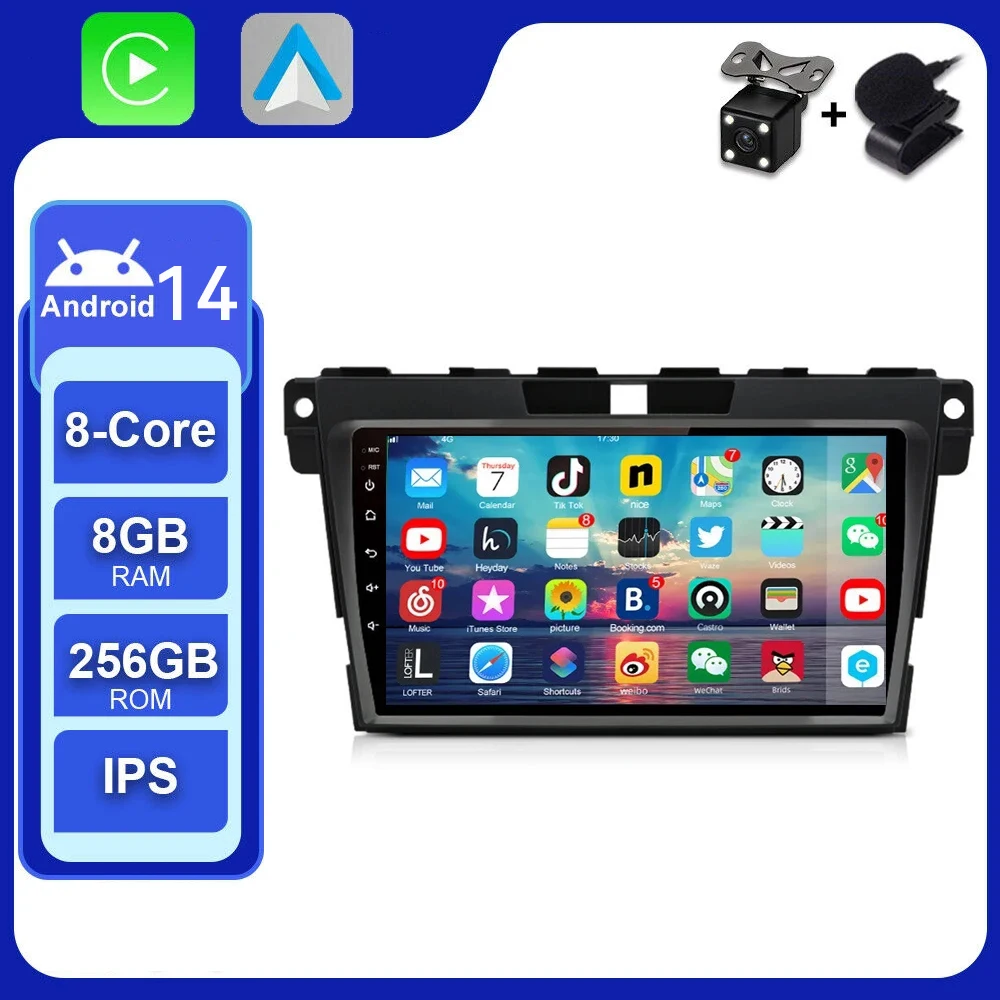 

2DIN Android 14.0 For MAZDA CX-7 CX7 CX 7 2008 2009 2010 2011-2013 2014 2015 Car GPS Navigation Radio Multimedia Player DSP RDS