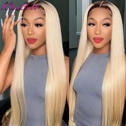 HD Transparent 1B/613 Honey Blonde 13x4/13x6 Lace Front Human Hair Wigs 613 Black Root 5x5 Lace Closure Wig Pre Plucked KissLove