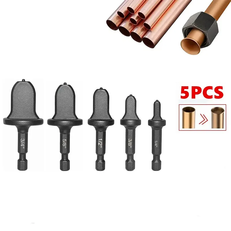 5PCS Tube Pipe Expander Hexagonal Handle Metal Copper Pipe Takeover Tool Air Conditioner Repair Electric Drill Bit Flaring Tool