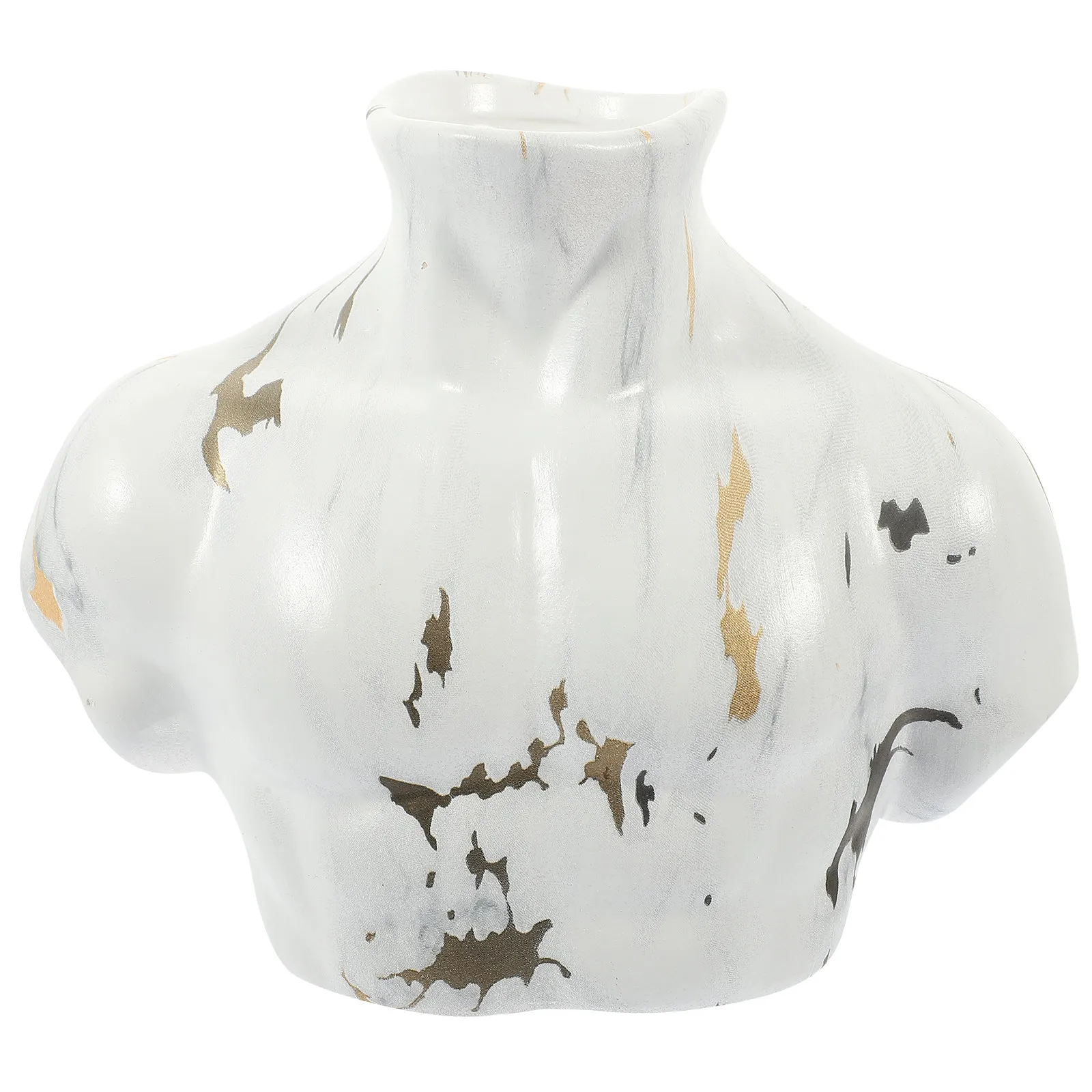Marble Pattern Ceramic Flower Vase Artistic Decorative Vase for Home Office Desk Balcony Hotel Shopping Mall Flower Arrangement
