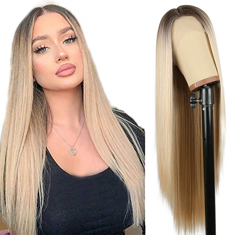 

Snowdrop Light Brown Synthetic Lace Wig Heat Resistant Hair Wig Long Straight Realistic Wigs for Woman Daily Use