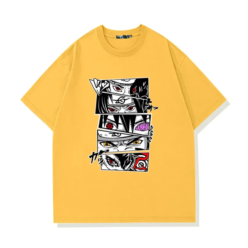 

Свободная летняя детская футболка с принтом в стиле японского аниме Наруто, из чистого хлопка, для родителей и детей, повседневная, с коротким рукавом