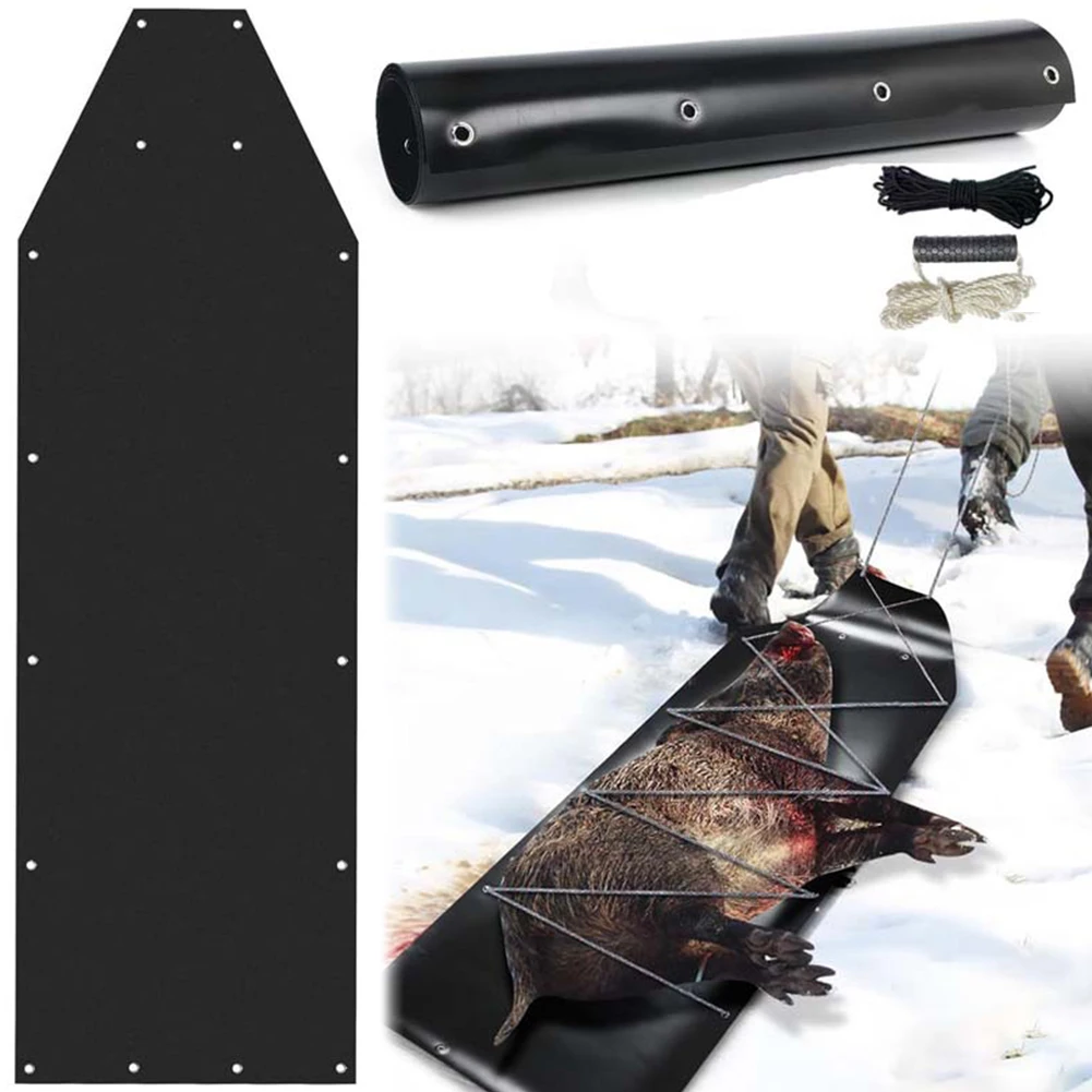 Deer Drag Sled Multi-Purpose Utility Sled with Rope Deer Sled Game Hauler Portable Ice Fishing Sled Hunting Accessories