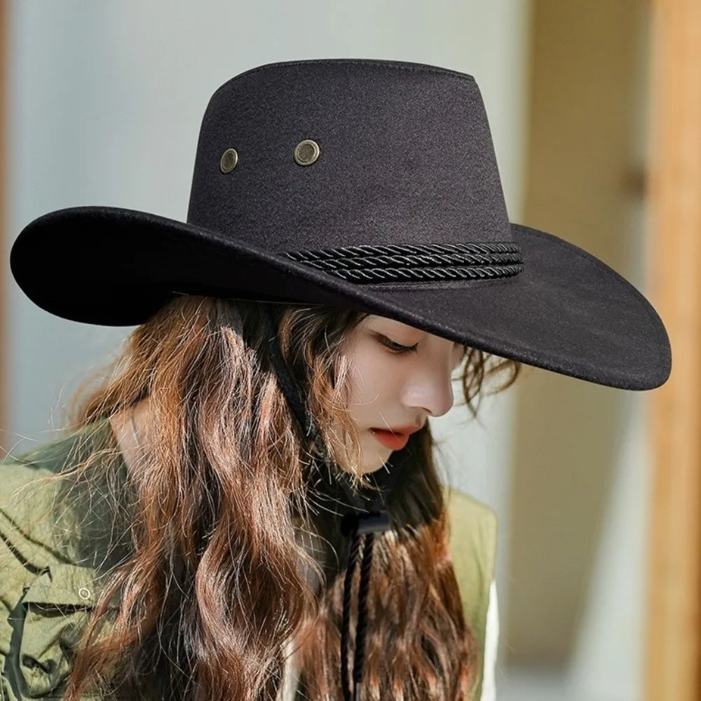

Elegant Wide Brim Western Cowboy Hat Beach Cap Climbing Hat Summer Sun Hat Cycling Cap Sun Protection Cap Sunscreen Cap Travel