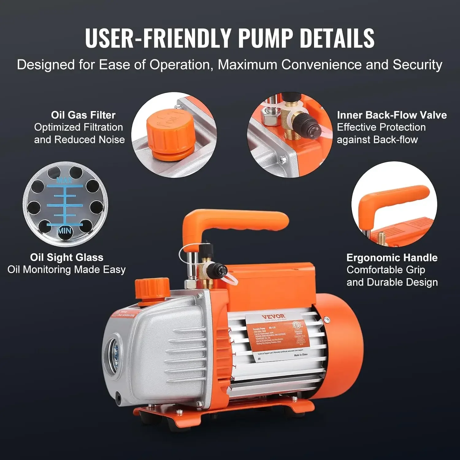 

[Free Shipping!]4 CFM Vacuum Pump and Gauge, 1-Stage Rotary Vane Air Vacuum Pump for HVAC/AUTO, AC Refrigerant Manifold Gauge Se