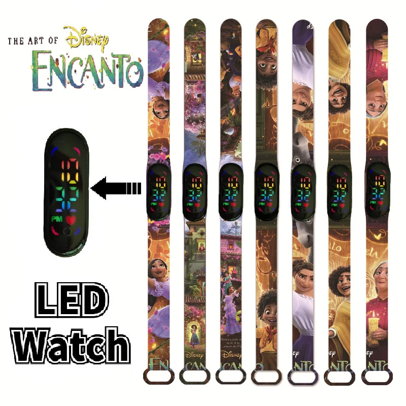 Disney Encanto Children Watch Anime Action Figure Silicone LED Waterproof Digital Bracelet Watch for Kids Birthday Gifts