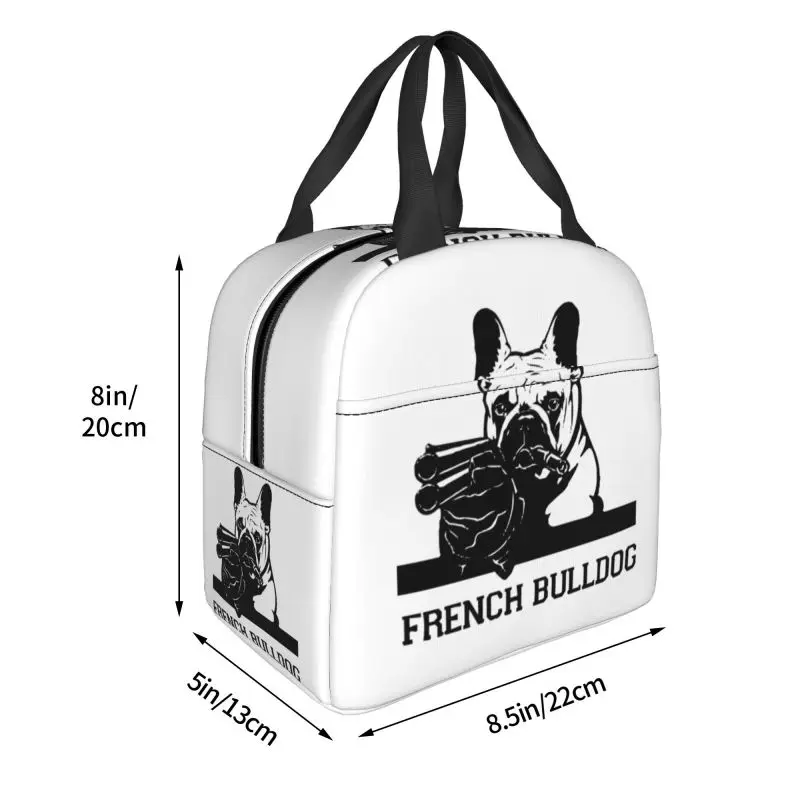 Cute Frenchie Dog Lover Resuable Lunch Box for Women Leakproof French Bulldog Cooler Thermal Food Insulated Lunch Bag School