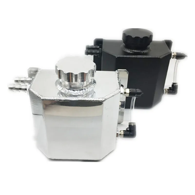 Universal 1L Aluminum Oil Catch Can Reservoir Tank With Drain Plug Breather Oil Tank Fuel Tank