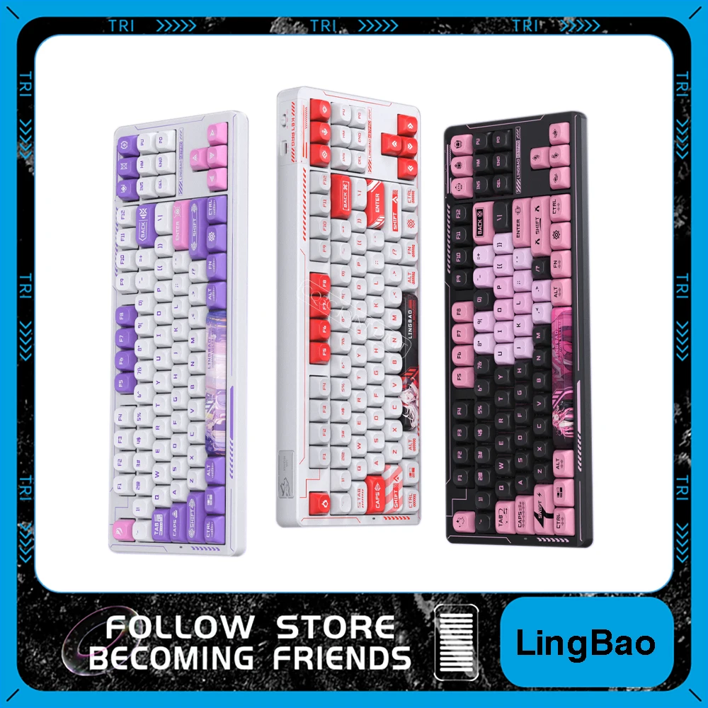 LINGBAO K87 PRO Mechanical Keyboard Gaming PC Gasket Gasket Structure Full Key Hot Swappable RGB Light Effect Ergonomic Keyboard