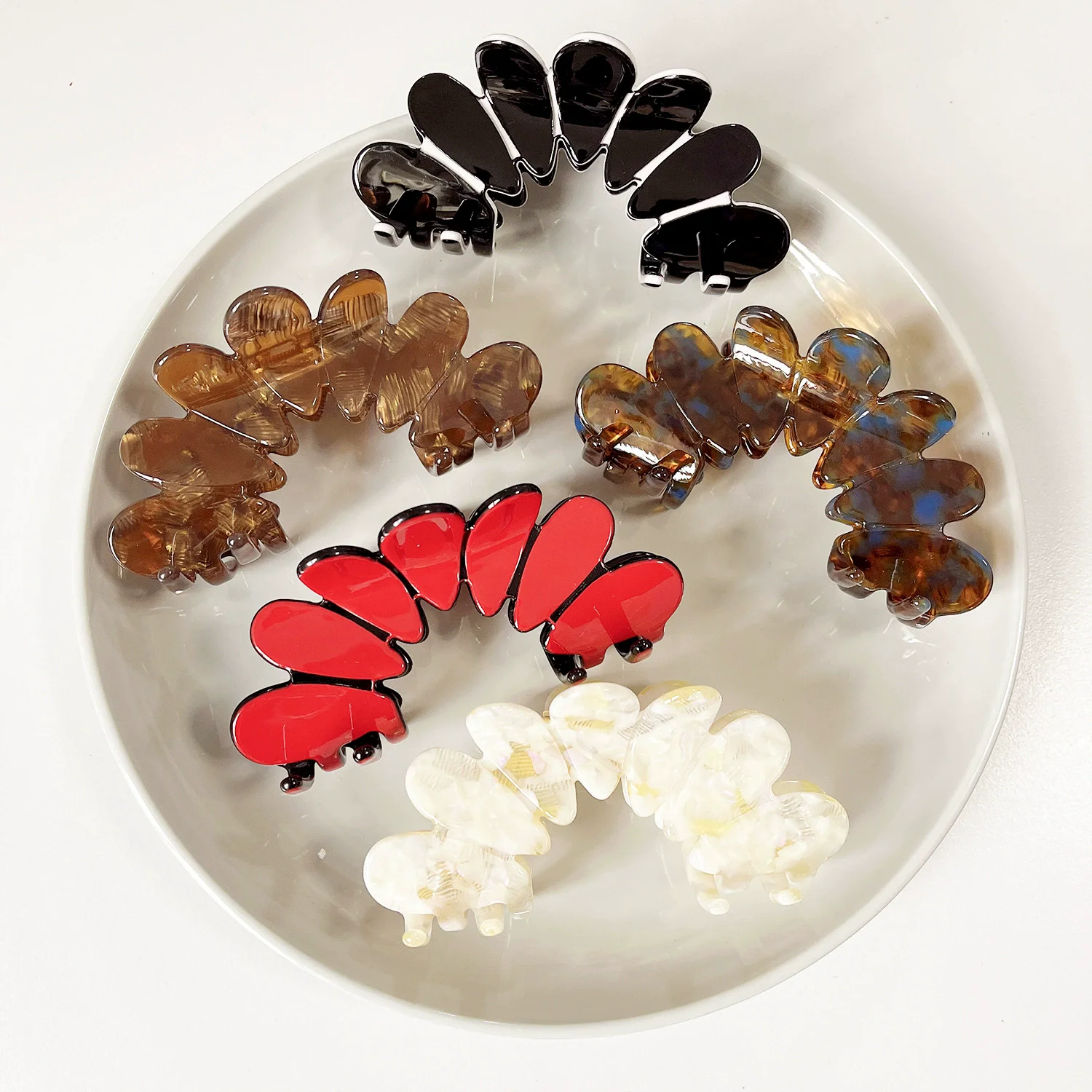 

Niche Design Retro 10CM Geometric Flowers Hair Clip Simple Fashion Acetate Large Shark Clip Hair Accessories For Graceful Lady