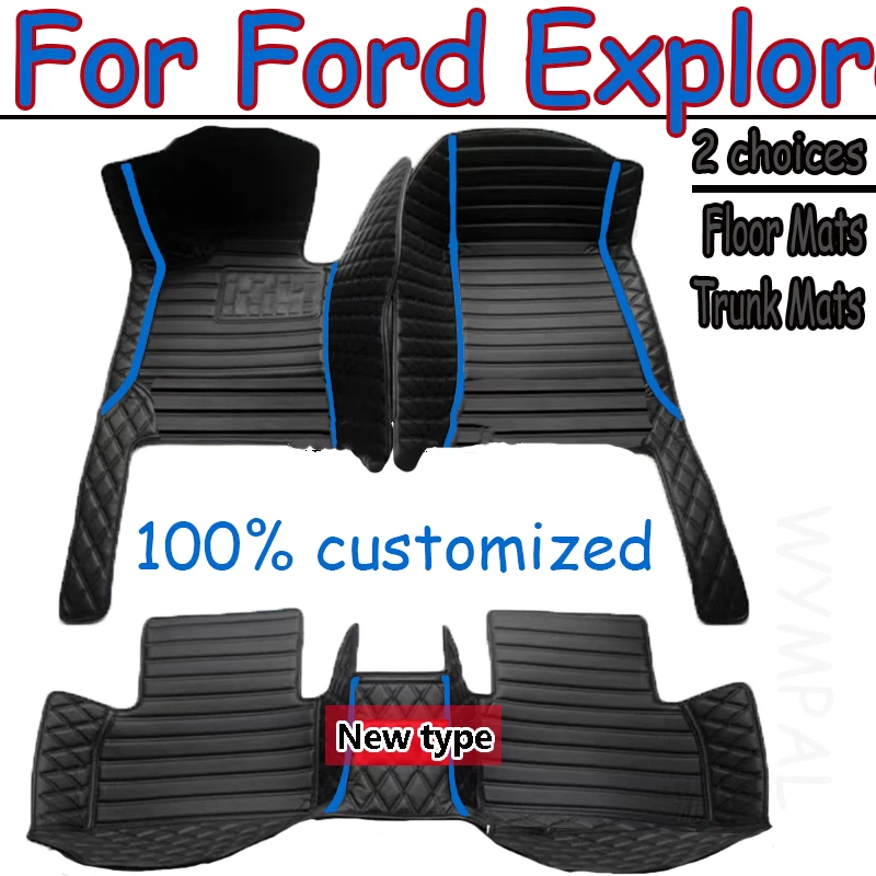 Car Floor Mat For Ford Explorer Classic U502 7seat 2016~2019 Non-slip Pad Waterproof Pads Rugs Leather Floor Mat Car Accessories