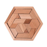 Montessori Tangram Intelligence Toy Safe Parent-child Time Hexagon Tangram Puzzles Wooden IQ Games Puzzle Kids Adults