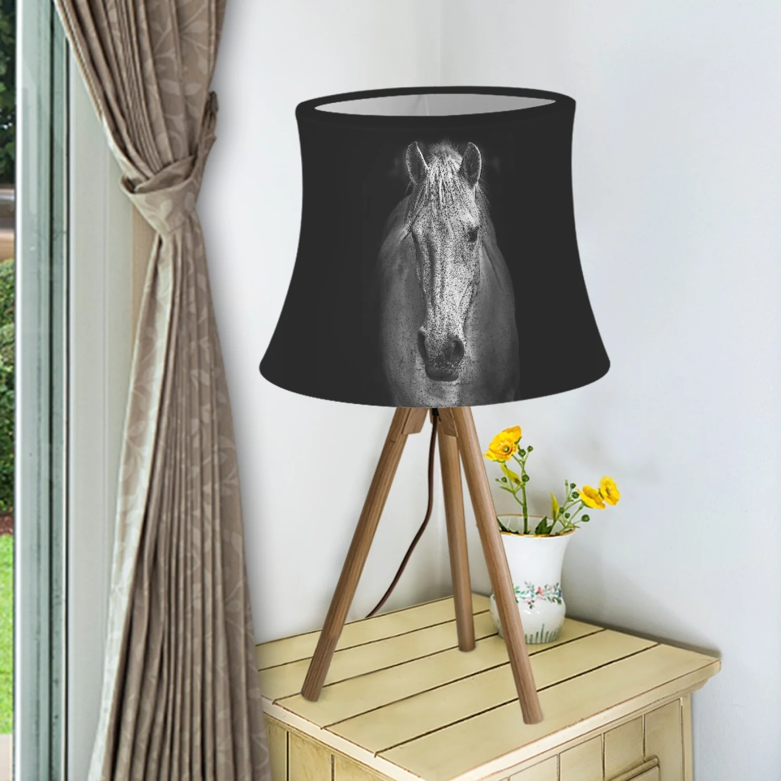 

Абажуры для гостиной, спальни, животных, лошадей, 3D принт, абажур для барабана, чехол для настольной лампы, чехлы для абажуров, эластичная ткань