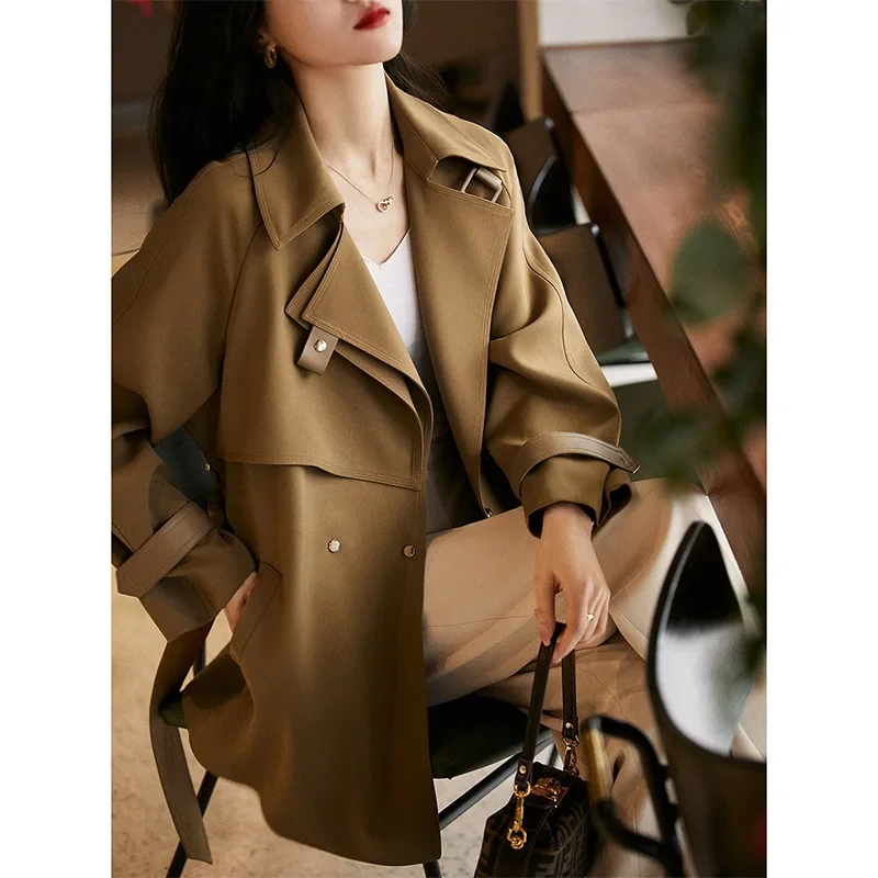 

Women's Mid-length Trench Coat for Spring and Autumn Fashion Office Lady Draped Coat Windbreaker Coats Trench Coat for Women