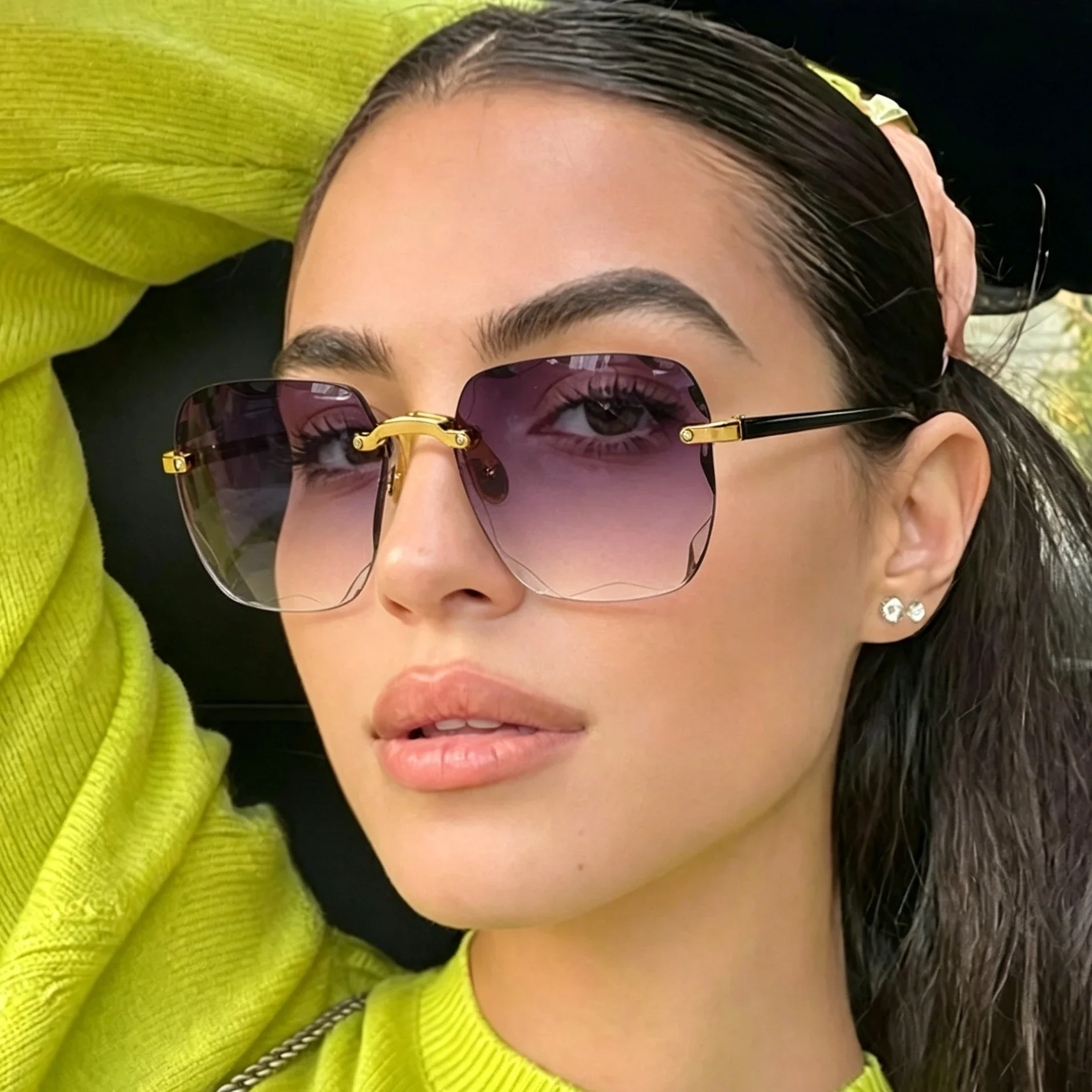 1/3PCS Square Rimless Sunglasses Women Luxury Brand Designer Summer Glasses Fashion Sun glasses For Men UV400 Shades
