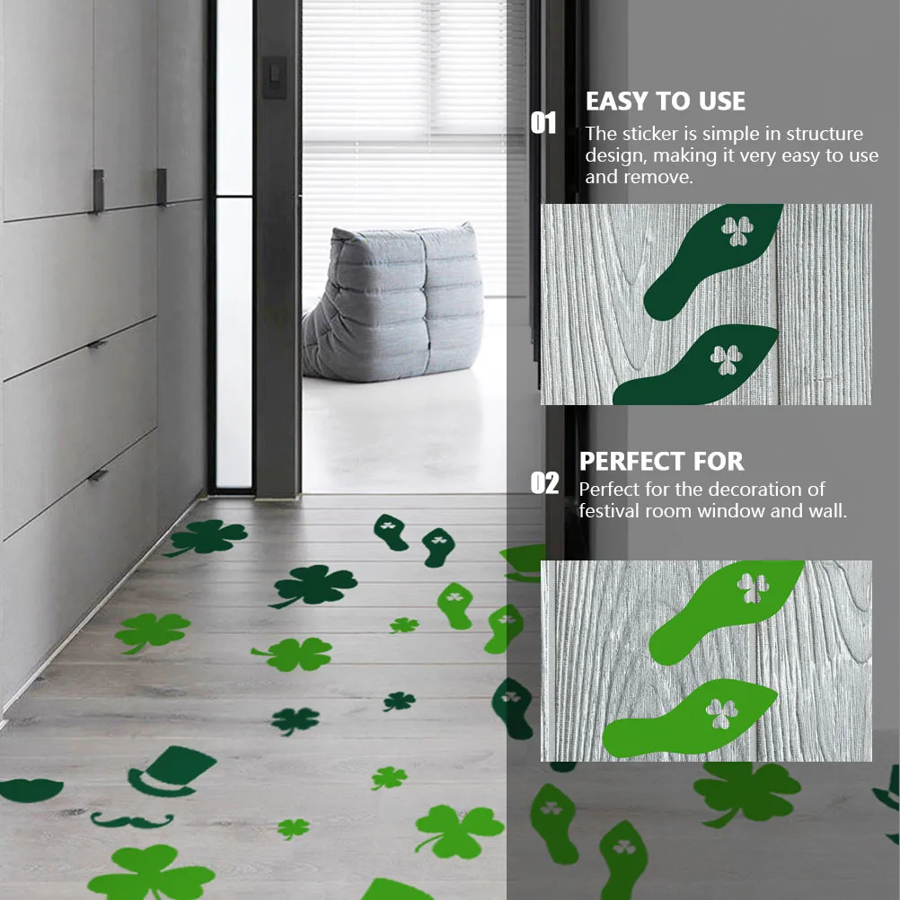 

1Set St. Patrick's Day Window Sticker Simple Design Easy Apply Remove Festival Scene Adornment St. Patrick's Day Wall Sticker