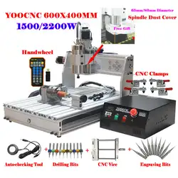 Yooccnc-máquina de grabado PCB de madera 6040Z, enrutador de aluminio y Metal con cubierta antipolvo, 4 ejes, USB 2200W, refrigeración por agua, 1500W