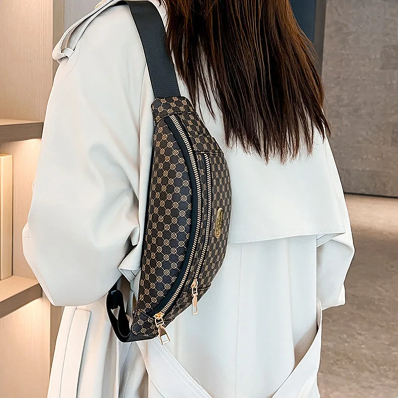 Riñonera con estampado multicolor para mujer, diseño elegante para uso diario, viajes al aire libre, bolso práctico versátil con múltiples bolsillos