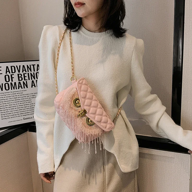 Luxury Designer Shoulder Bag Women Fashion Diagonal Crossbody Purse for girls Diamond Party Bag Small Gold Ball Tassel Pocket