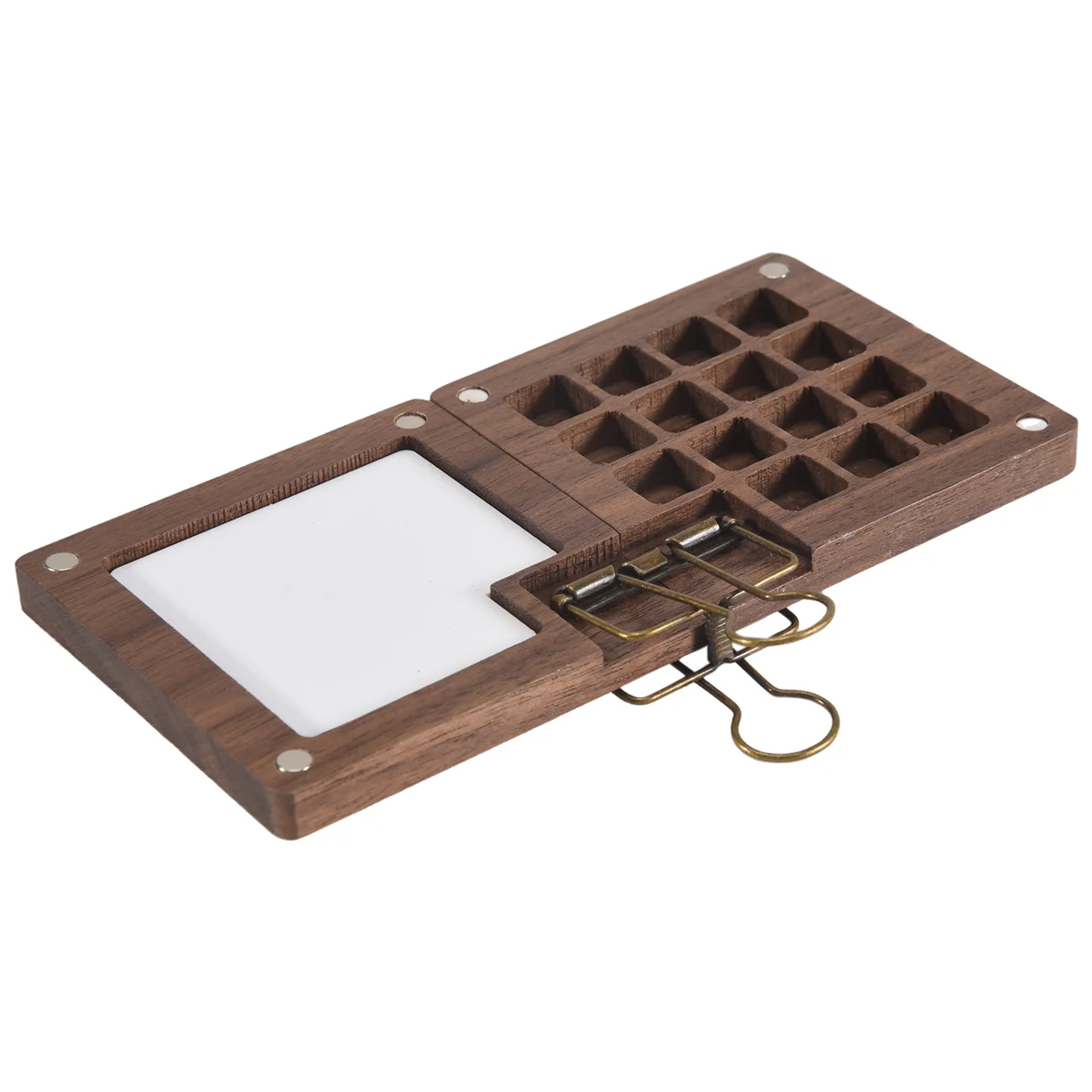 A07I draagbaar aquarelpalet, 15-kleuren schetsboekpalet, houten palettendoos, reisverfpalet (zonder kleuren)