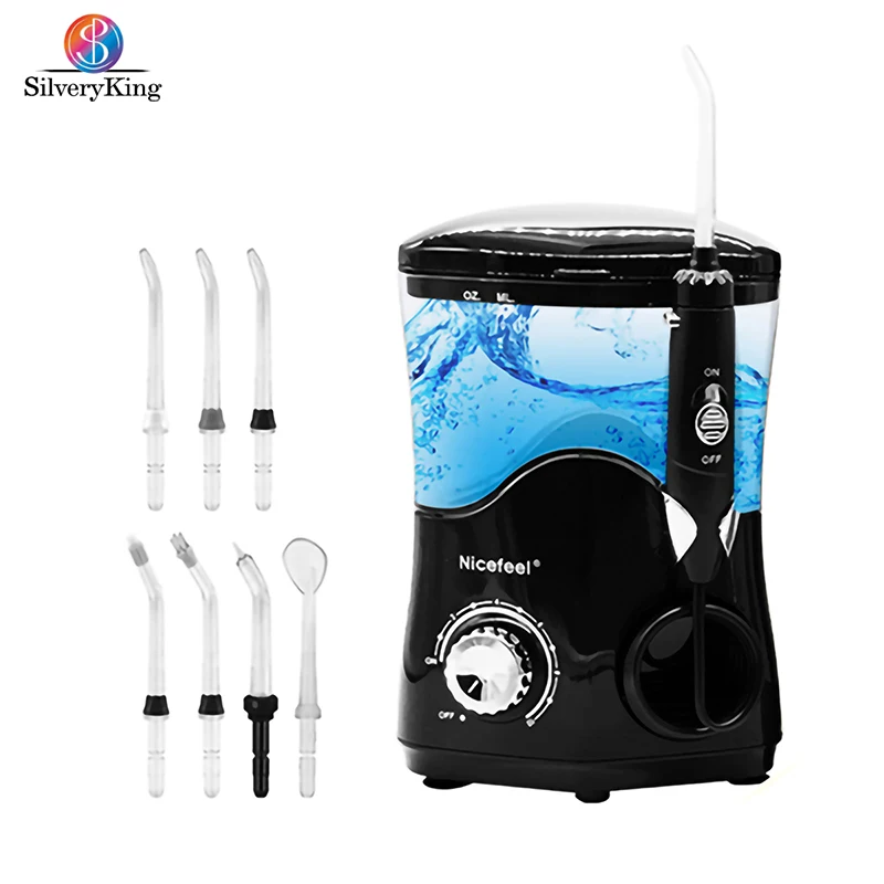 

600ML High Frequency Pulse Water Flosser Teeth Whitening Dental Cleaner Capacity Oral Irrigator With 7 Heads For Braces Implants