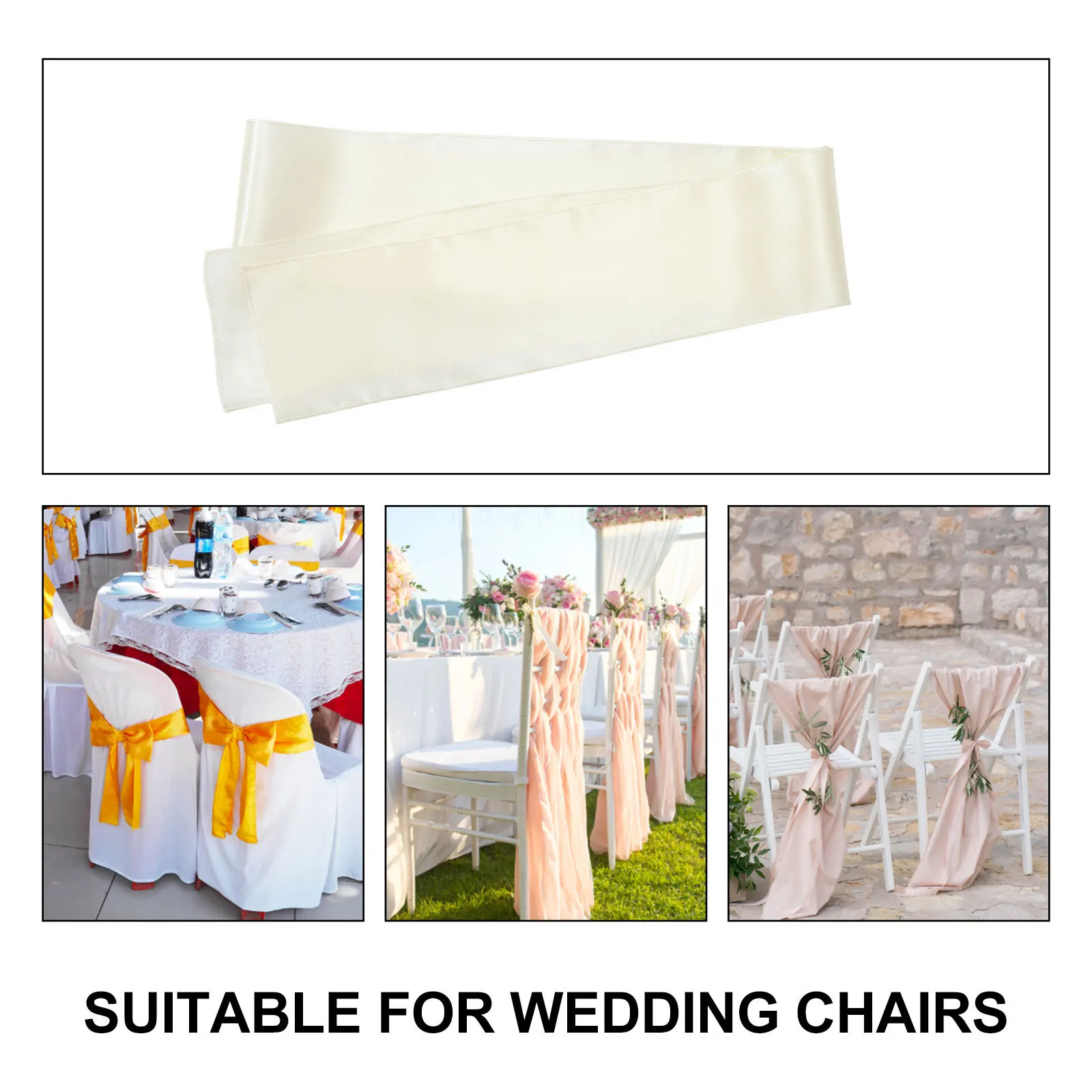 

10Pcs Chair Sashes Bow Back Satin Ribbon Smooth Shiny Chair Bands for Wedding Party Banquet Decor Bow Tie Back