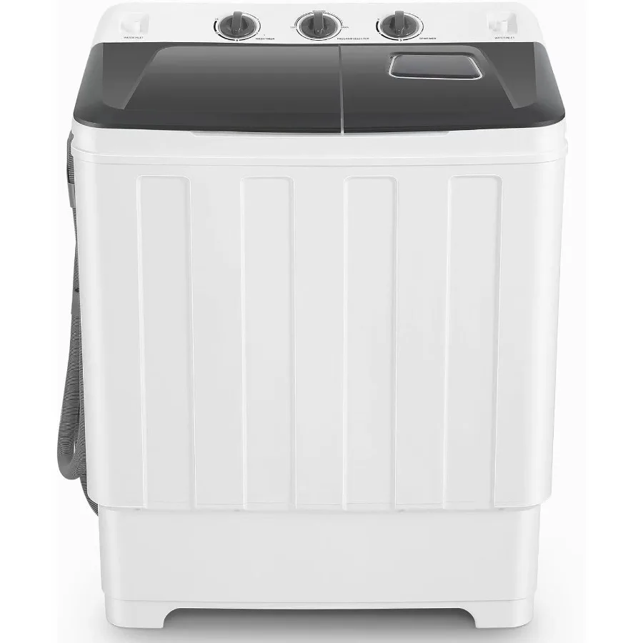

Portable Washing Machine 30Lbs Capacity Washer and Dryer Combo 2 In 1 Compact Twin Tub Laundry Washer 19Lbs Spinner (11Lbs) wit