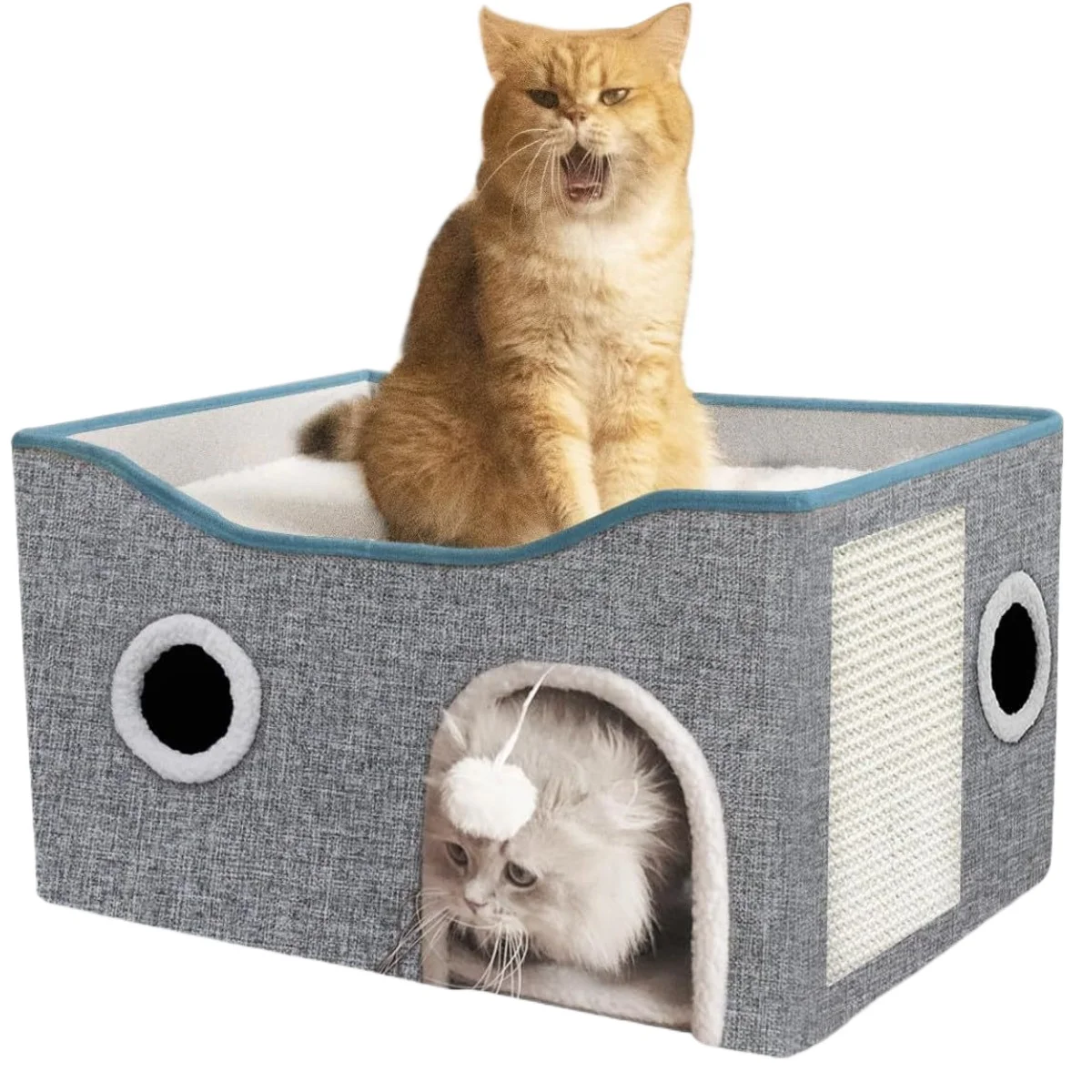 Cat Houses for Indoor Cats,Large Cat Beds and Furniture with Fluffy Ball Scratch Pad,Cat Cave for Multi Small Pet Kitten Rabbit