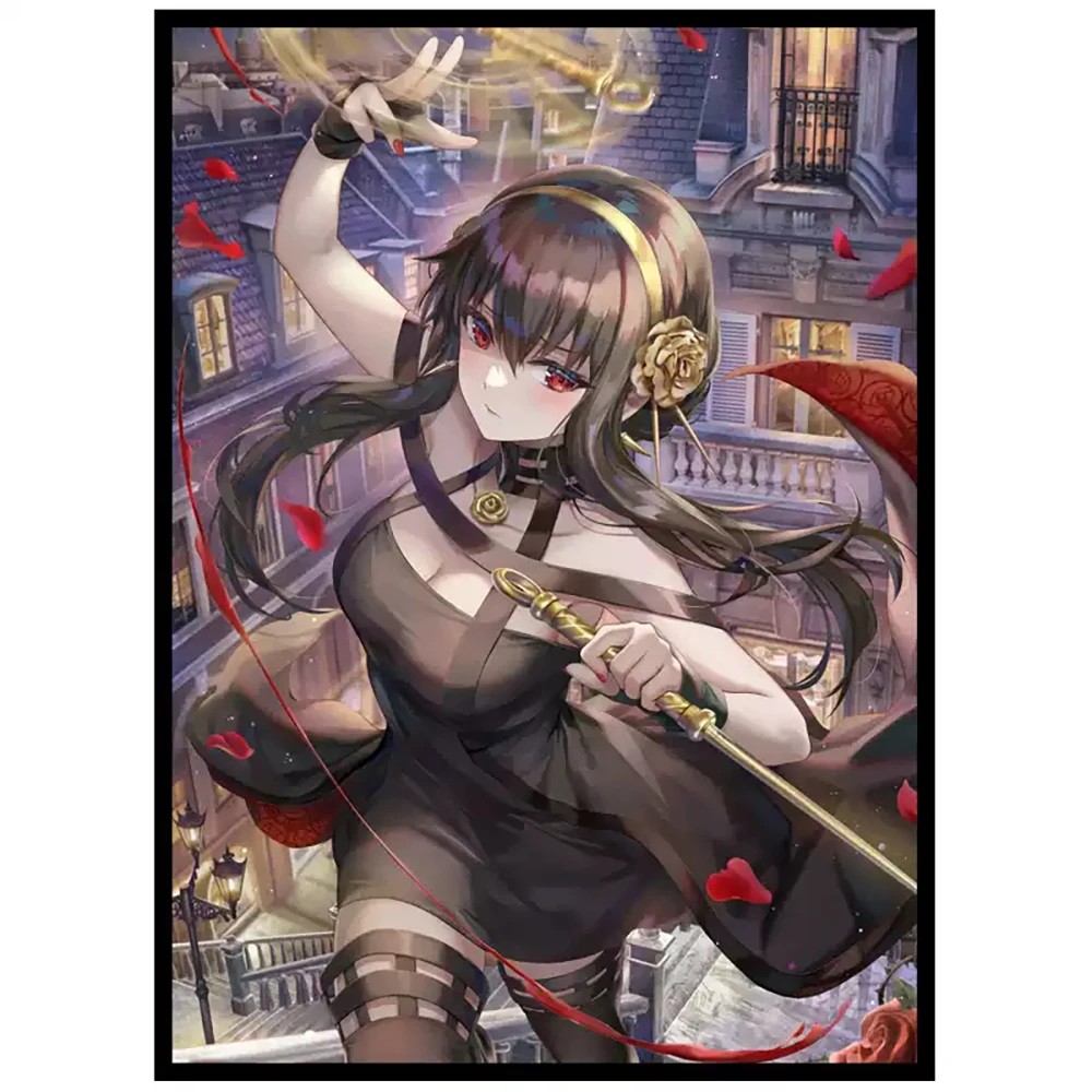 

60Pcs/pack Anime Card Sleeves Yor Forgers Laser Flash DIY Collect Battle Cards Sleeves Decoration Fans Holiday Gift 67X92Mm